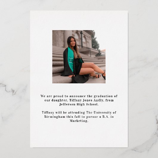 Modernes Script 2 Fotos Abschluss Ankündigung (Rückseite)