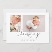 Modernes Script 2 Fotos Christening Einladung (Vorderseite)