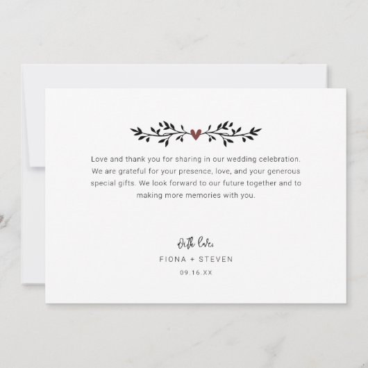 Modernes Script 2 Fotos Hochzeit Dankeskarte (Rückseite)