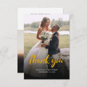 Modernes Script 2 Fotos Hochzeit Dankeskarte (Vorne/Hinten)