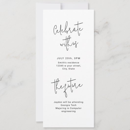 Modernes Script 3 Foto Abschluss Ankündigung (Rückseite)