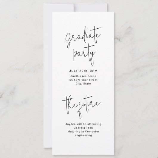 Modernes Script 3 Foto Abschluss Ankündigung (Rückseite)