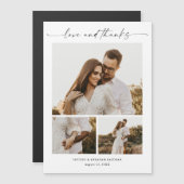 Modernes Script 3 Foto Hochzeit Danke Magnet (Vorne/Hinten)