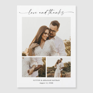 Modernes Script 3 Foto Hochzeit Danke Magnet