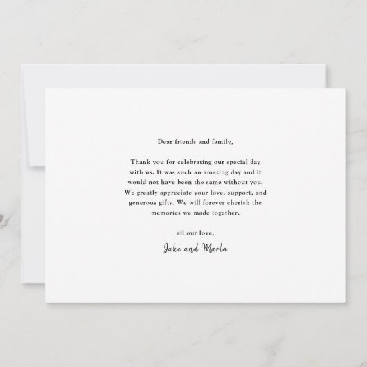 Modernes Script 3 Foto Hochzeit Dankeskarte (Rückseite)