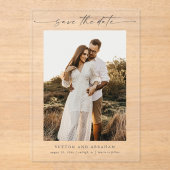 Modernes Script 3 Foto Hochzeit Sichern Sie das Da Acryleinladungen (Vorderseite)