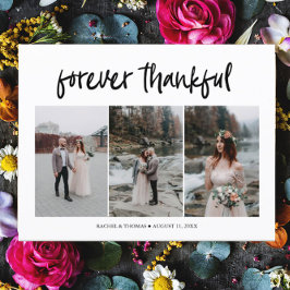 Modernes Script 3 Foto Hochzeit Vielen Dank Postca Einladungspostkarte