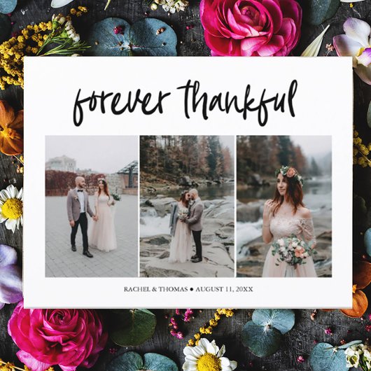 Modernes Script 3 Foto Hochzeit Vielen Dank Postca Einladungspostkarte