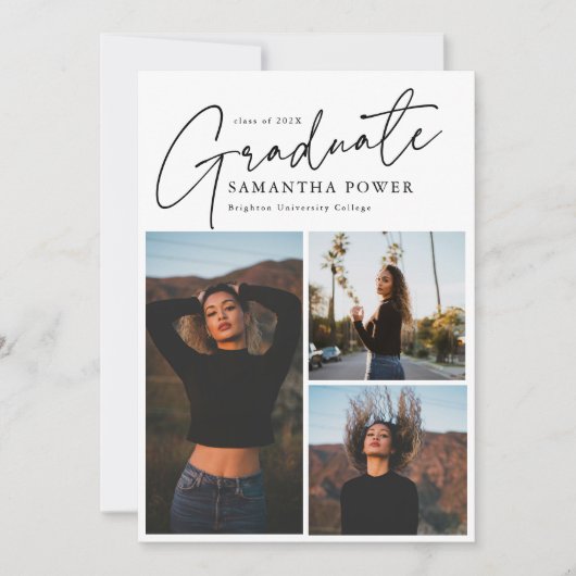 Modernes Script 3 Fotos Geometrischer Abschluss Ankündigung (Vorderseite)