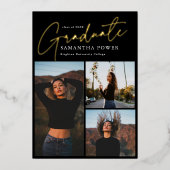 Modernes Script 3 Fotos Geometrischer Abschluss Folieneinladung (Vorderseite)