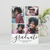 Modernes Script 4 Foto Abschluss Ankündigung (Stehend Vorderseite)