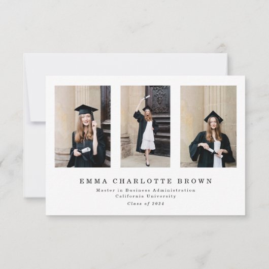 Modernes Script 4 Foto Abschluss Danke Karte (Rückseite)