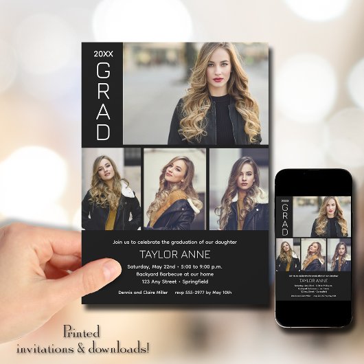 Modernes Script 4 Foto Abschluss Einladung