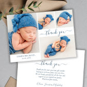Modernes Script 4 Foto Collage Baby Boy Vielen Dan Dankeskarte