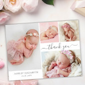 Modernes Script 4 Foto Collage Baby Girl Vielen Da Dankeskarte