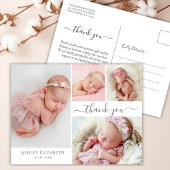Modernes Script 4 Foto Collage Baby Vielen Dank Postkarte