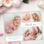 Modernes Script 4 Foto Collage Baby Vielen Dank Postkarte