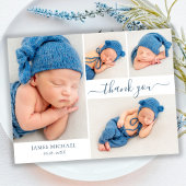 Modernes Script 4 Foto Collage Baby Vielen Dank Postkarte