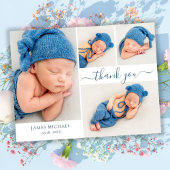 Modernes Script 4 Foto Collage Baby Vielen Dank Postkarte