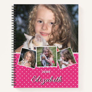 Modernes Script 4 Foto Collage Individuelle Name Notizblock