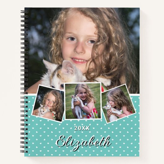 Modernes Script 4 Foto Collage Individuelle Name Notizblock (Vorderseite)