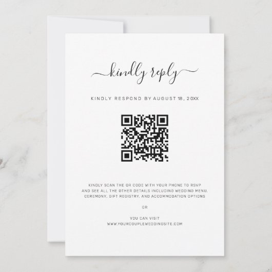 Modernes Script 4 Foto Collage QR Code UAWG Weddin Einladung (Rückseite)