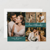 Modernes Script 4 Foto Collage Wedding Vielen Dank Postkarte (Vorne/Hinten)