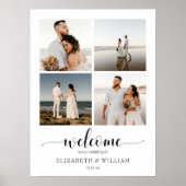 Modernes Script 4 Foto Collage Wedding Willkommens Poster (Vorne)