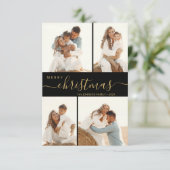 Modernes Script 4 Foto Collage Weihnachtskarte Einladung (Stehend Vorderseite)