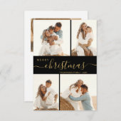 Modernes Script 4 Foto Collage Weihnachtskarte Einladung (Vorne/Hinten)