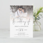 Modernes Script 4 Foto Grid QR Code Hochzeit Einladung (Stehend Vorderseite)