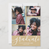 Modernes Script 4 Foto Light Gold Abschluss Ankündigung (Vorderseite)