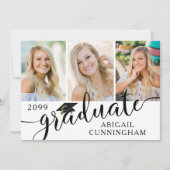 Modernes Script 4 Foto Schwarz-weißer Abschluss Ankündigung (Vorderseite)