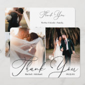 Modernes Script 4 Foto Wedding Guest Dankeskarte (Vorne/Hinten)