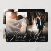 Modernes Script 4 Foto Wedding Guest Dankeskarte (Vorne/Hinten)
