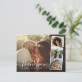 Modernes Script 4 Foto Wedding Vielen Dank Postkarte (Stehend Vorderseite)