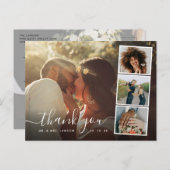 Modernes Script 4 Foto Wedding Vielen Dank Postkarte (Vorne/Hinten)