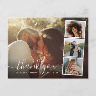 Modernes Script 4 Foto Wedding Vielen Dank Postkarte