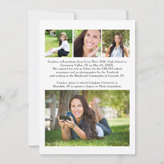 Modernes Script 5 Foto Abschluss Ankündigung (Rückseite)