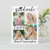 Modernes Script 5 - Fotocollage Graduate Ankündigung (Stehend Vorderseite)