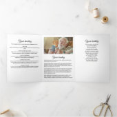 Modernes Script 8-Foto-Trifold-Beerdigungsprogramm Dreifach-gefaltete Programmkarte (Innenseite)