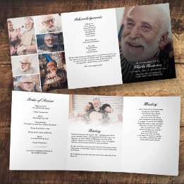 Modernes Script 8-Foto-Trifold-Beerdigungsprogramm Dreifach-gefaltete Programmkarte