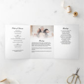 Modernes Script 8-Foto-Trifold-Beerdigungsprogramm Dreifach-gefaltete Programmkarte (Innenseite)