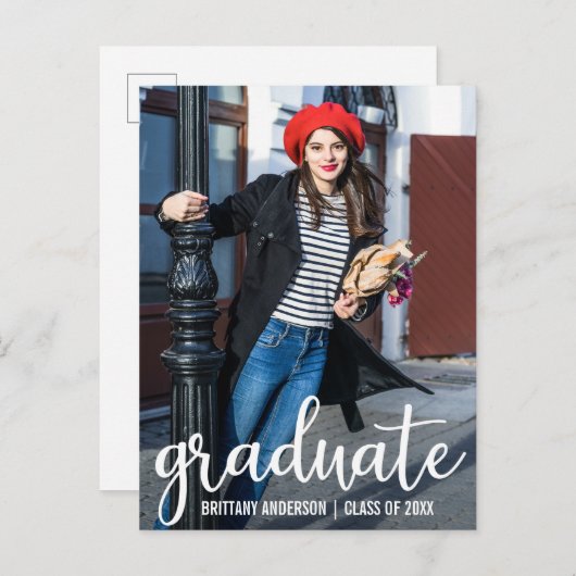 Modernes Script Abschluss Ankündigung Foto W (Vorne/Hinten)