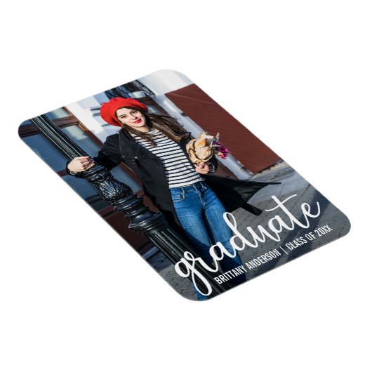 Modernes Script Abschluss Ankündigung Foto W Magnet (Rechte Seite)
