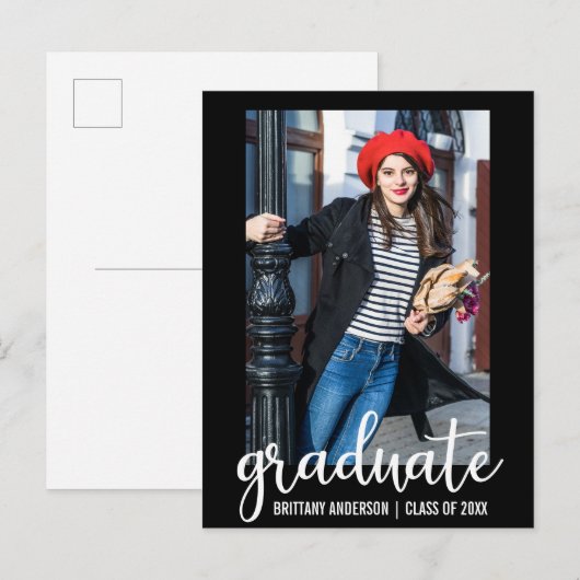 Modernes Script Abschluss Ankündigung Foto WB (Vorne/Hinten)