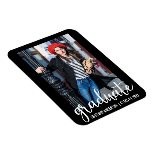 Modernes Script Abschluss Ankündigung Foto WB Magnet (Rechte Seite)