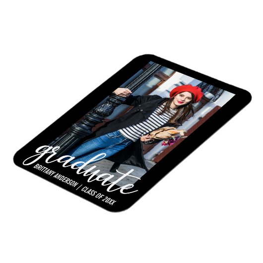 Modernes Script Abschluss Ankündigung Foto WB Magnet (Linke Seite)