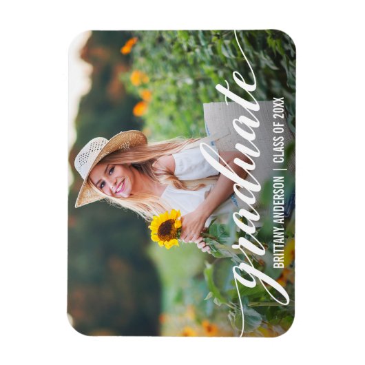 Modernes Script Abschluss Ankündigung Foto WS Magnet (Vertikal)