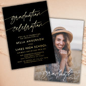 Modernes Script Abschluss Celebration Party Foto Folieneinladung